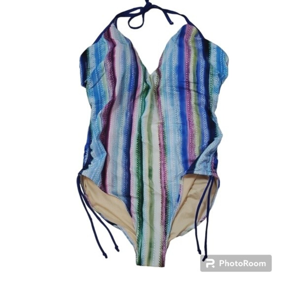 Swimsuits for all HALTER ADJUSTABLE ONE PIECE SWIMSUIT in Pastel Stripe - Picture 5 of 12